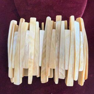 mother of pearl stretch cuff bracelet